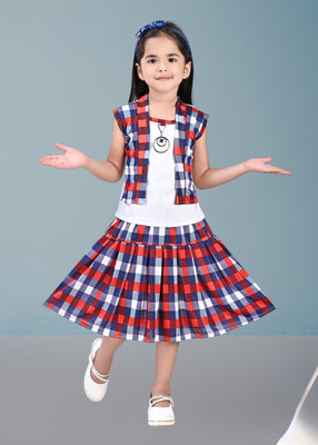 EMIYX Girls Casual Top Skirt(Red)