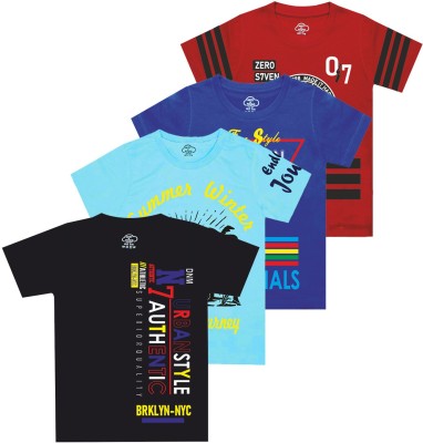 MIST N FOGG Boys Printed Cotton Blend T Shirt(Multicolor, Pack of 4)
