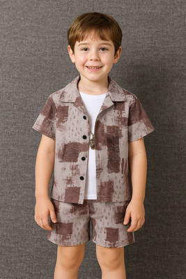 rocefas Boys Casual Shirt Shorts(Pink)