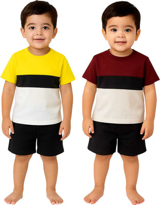 SEGRO Baby Boys & Baby Girls Casual T-shirt Shorts(GOLD, MEHROON)