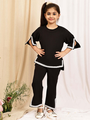 NEUDIS Girls Casual Top Trouser(Black)