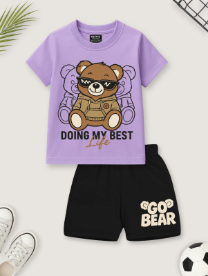 MEKNYE Boys Casual T-shirt Shorts(Lavender)