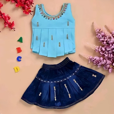 LITTLEMAMA Baby Girls Party(Festive) Top Skirt(blue)