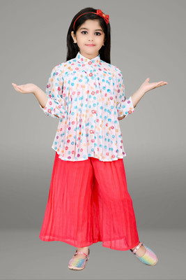 NIVARACREATION Girls Party(Festive) Top Pant(RED)