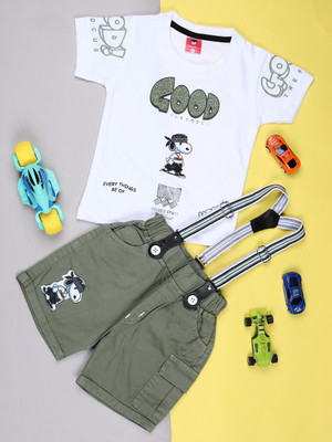 V-MART Baby Boys Casual T-shirt Shorts(Olive)