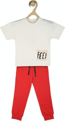 PETER ENGLAND Boys Casual T-shirt Track Pants(Cream)