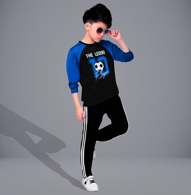 tarsier Boys Casual T-shirt Track Pants(PLAYER L.SLV_BK.NETFOLD)