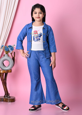 Amn fashion Girls Party(Festive) Top Jeans(Blue)