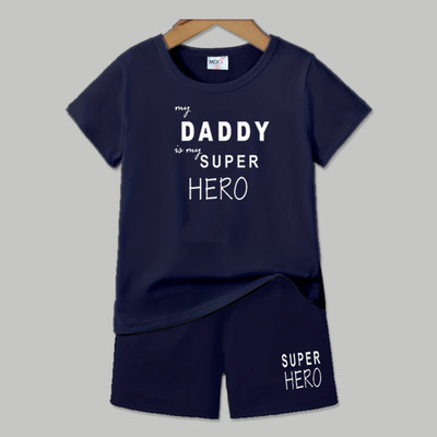 HouseOfCommon Baby Boys & Baby Girls Casual T-shirt Shorts(NAVY+NAVY)