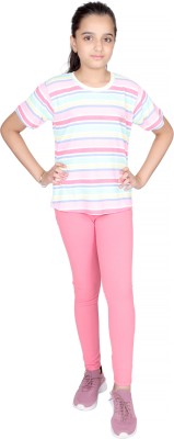 vclub Girls Casual T-shirt Jegging(Pink)