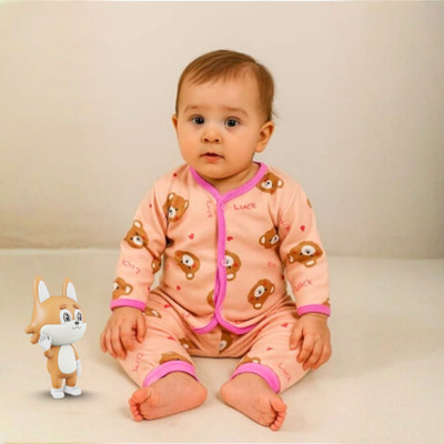 VKW Baby Boys & Baby Girls Casual Dress Pyjama(Beige)