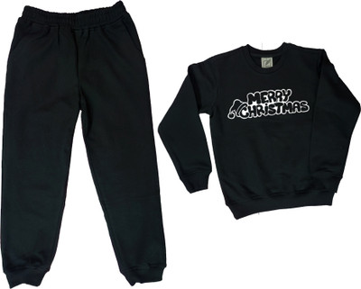 CHOMBOOKA Boys & Girls Casual Sweatshirt Trouser(Black)
