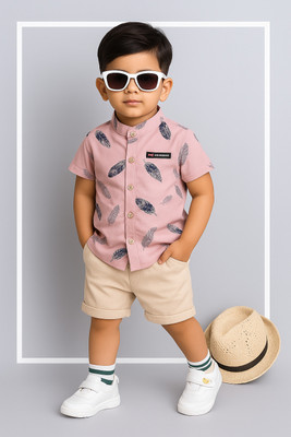 StyleDust Baby Boys & Baby Girls Casual Shirt Shorts(MORPANKH_PINK-CHIKU)