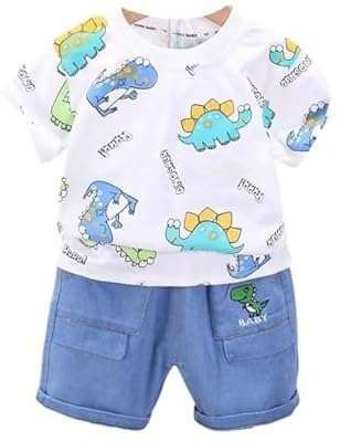 Indhrani Creation Baby Boys Casual T-shirt Shorts(White)