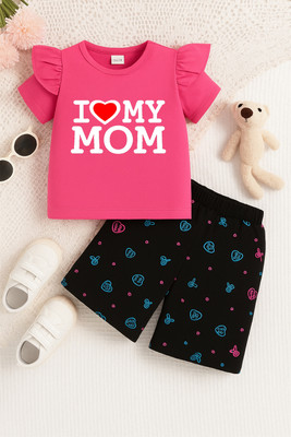 BubbleTwyst Girls Casual T-shirt Shorts(Rani)