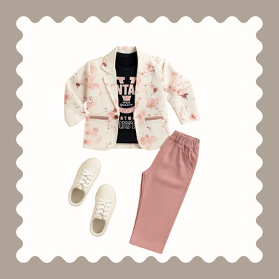 PLAYFULL Baby Boys Party(Festive) Blazer Bodysuit(Pink)