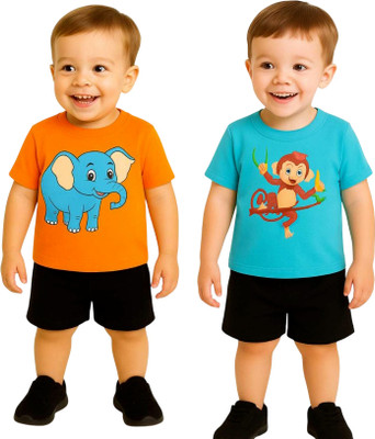 SEGRO Baby Boys & Baby Girls Casual T-shirt Shorts(ORANGE, MINT)