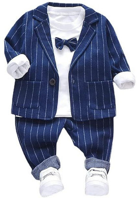 Bold N Elegant Baby Boys Party(Festive) Coat T-shirt, Pant(Blue)