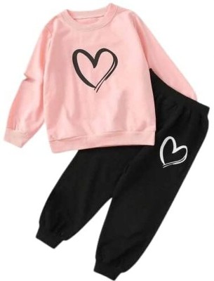 ZUZUWEAR Baby Boys & Baby Girls Casual T-shirt Track Pants(Pink)