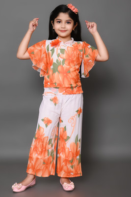 AFTAB DRESSES Girls Party(Festive) Top Pant(ORANGE)