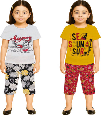NK TRENDZ Girls Casual Capri Pyjama(MULTICOLOR_12)