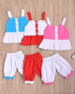 OMARAN DRESSES Baby Girls Casual Top Shorts(Multicolor)