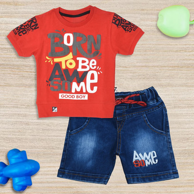 Worton Fashion Baby Boys Casual T-shirt Shorts(Red)