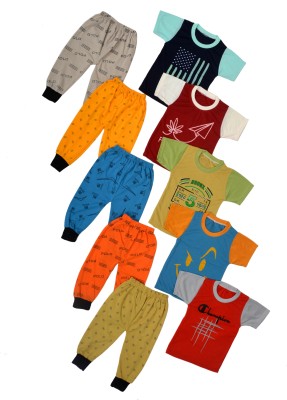 ALUXDON Baby Boys & Baby Girls Casual T-shirt Track Pants(MULTICOLOR)