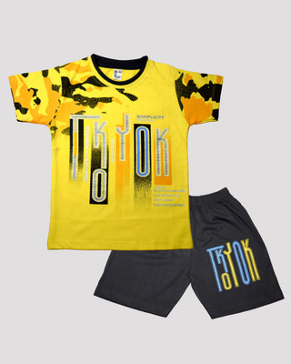 Macho Kid's Fashion Baby Boys & Baby Girls Casual T-shirt Shorts(Yellow)