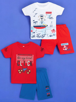 Guti Boys Casual T-shirt Shorts(Red&Blue, White&Red)