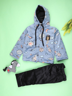 V-MART Baby Boys Casual Jacket Pyjama(Blue)