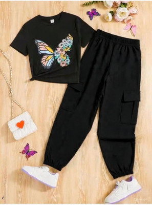 ayat Girls Casual T-shirt Pant(black)