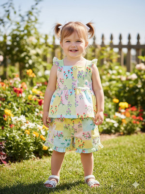 BABY'S DAY Baby Girls Casual Top Shorts(Green)