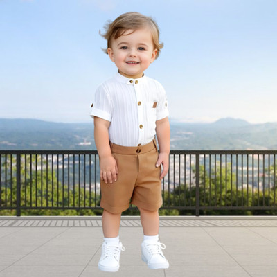 menvy Baby Boys Casual Shirt Shorts(Green)