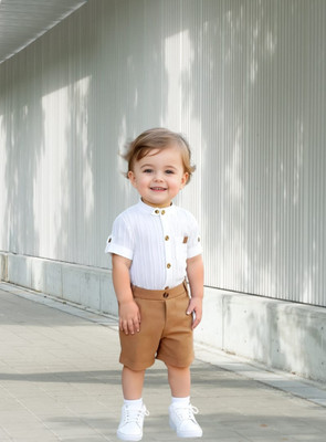 RIYANSHI Boys Casual Shirt Pant(Brown)