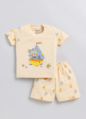 GIGGLY FOX Baby Boys Casual Top Pant(Light Orange)