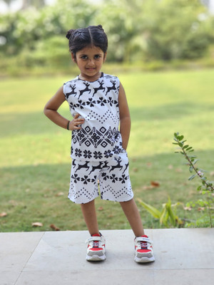 EMBLICA Baby Girls Casual T-shirt Shorts(WHITE)