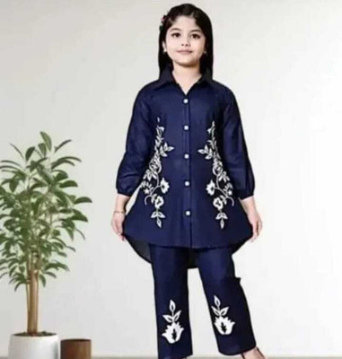 SHAIKHALEXA Girls Party(Festive) Dress Pyjama(Blue)