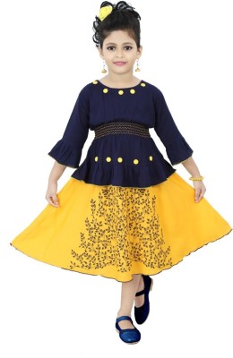 Chandrika Girls Party(Festive) Skirt Top(MUSTARD)