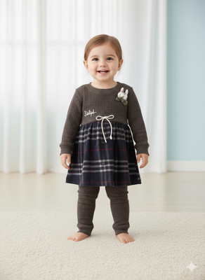 Kiko Baby Girls Casual Top Pant(Grey)