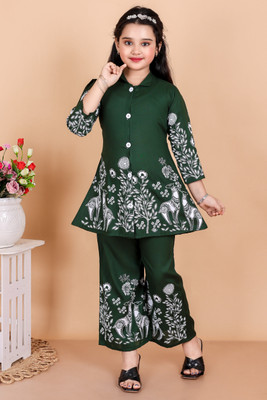 MOSUM COLLECTION Girls Casual Top Pant(GREEN)