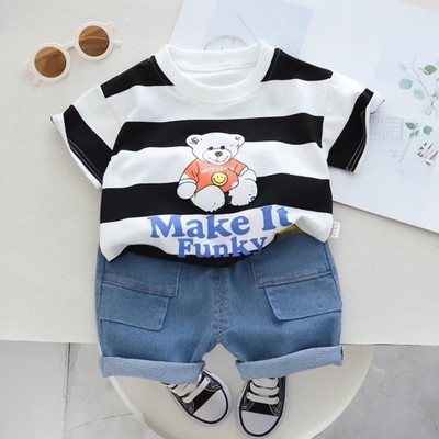 Googogaaga Baby Boys Casual T-shirt Trouser(White)