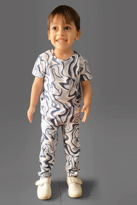 ZIKIGO Boys & Girls Party(Festive) T-shirt Track Pants(Grey)