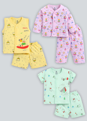 TINY BINY Baby Boys & Baby Girls Casual Top Pant(Light Pink, Mango, Sea Green)