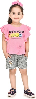 AWA KIDS FASHION Baby Girls Party(Festive) Top Pant(PINK)