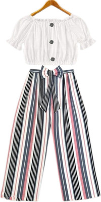 LEERUKA Girls Casual Top Trouser(White)