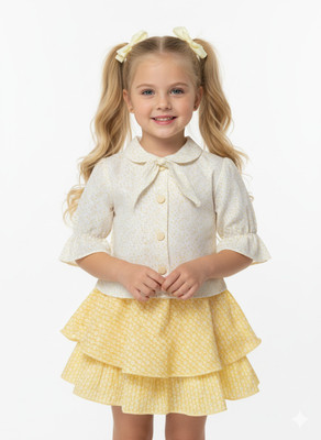 Girijesh Singh Girls Casual Top Skirt(Yellow)