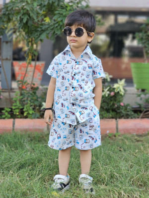 EMBLICA Baby Boys Casual Shirt Shorts(WHITE)