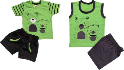 Parrot King Baby Boys & Baby Girls Casual T-shirt Shorts(Green)