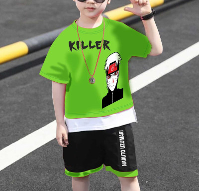 ACTLIVE Boys Casual T-shirt Shorts(GREEN)